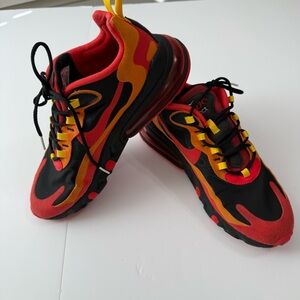 Nike Air Max 270 React Red and Black with Yellow Accents